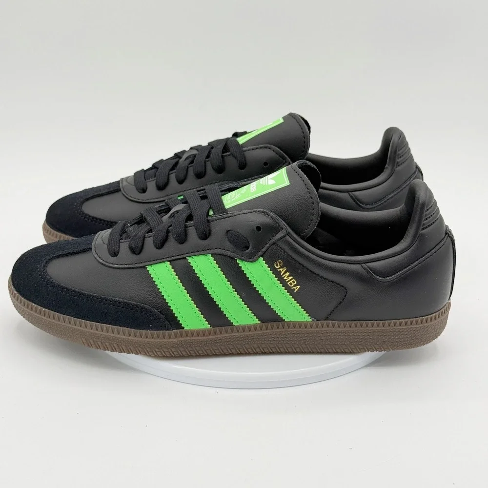 Adidas Samba OG Sneakers Size 8.5 Mens Black Neon Green Gum JR0911 NEW